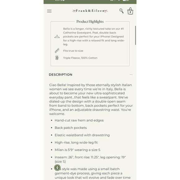 New Frank & Eileen Navy Bella Wide Leg Sweatpants S - Picture 4 of 4